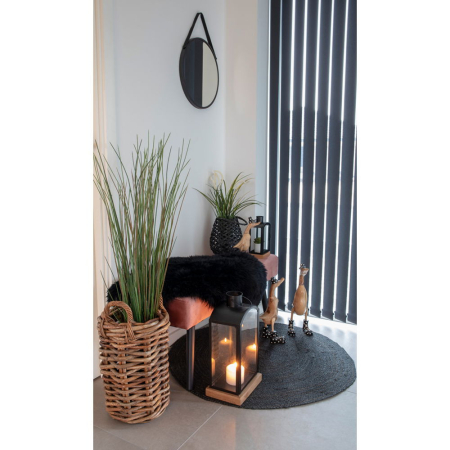 House Nordic Oglindă Trapani oțel/piele artificială, neagră, ø38 cm [2]