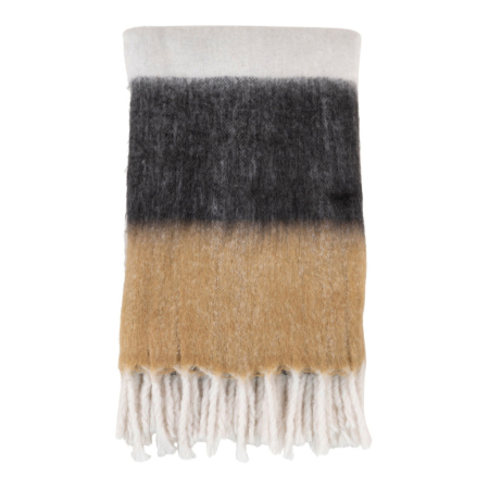 Pături, cuverturi - House Nordic Pătură Sintra, negru-alb-maro 170x130 cm