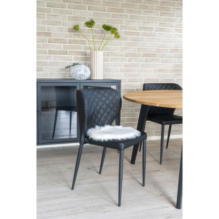 House Nordic Pernă de scaun din piele artificială de miel, alb, 35 cm [2]