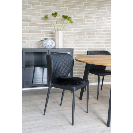 House Nordic Pernă de scaun din piele artificială de miel, negru, 35 cm [2]