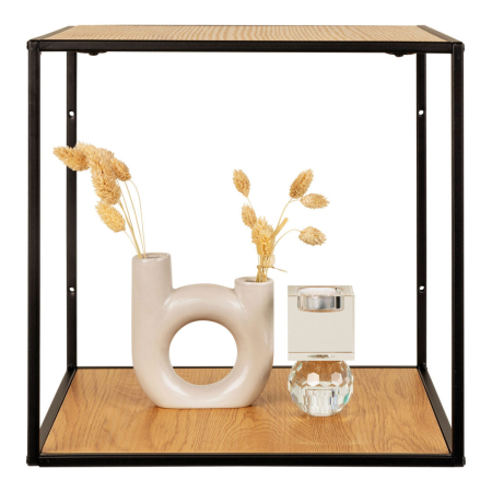 House Nordic Raft de perete Vita, efect stejar, cadru negru 36x36x36 cm [2]