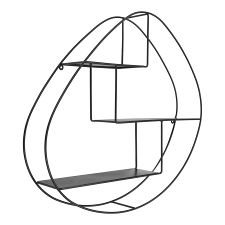 House Nordic Raft de perete Wrexham, 3 rafturi, formă organică, oțel, negru 60x12x60 cm [2]