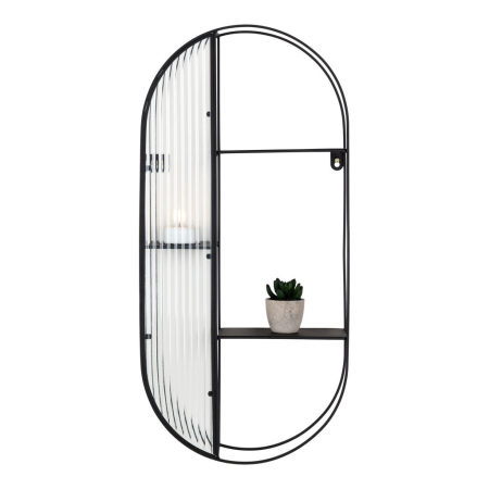 House Nordic Raft Newcastle, oțel-glass, negru, 3 rafturi 32x11x68 cm [2]