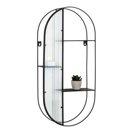 House Nordic Raft Newcastle, oțel-glass, negru, 3 rafturi 32x11x68 cm [4]