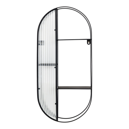 Produse temporar indisponibile - House Nordic Raft Newcastle, oțel-glass, negru, 3 rafturi 32x11x68 cm