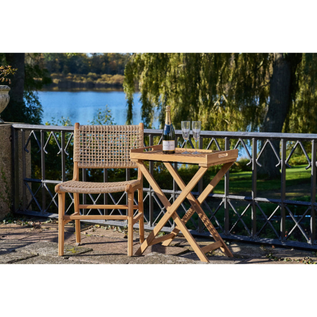 House Nordic Rendo masă mică cu tavă, lemn de tec, natural, 60x40x70 cm [7]