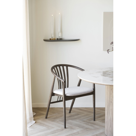 House Nordic Scaun de dining Agustin, stejar cu scaun din tesatura, fumuriu/nisip [6]
