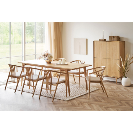 House Nordic Scaun de dining Agustin, stejar cu scaun din tesatura, natural/nisip [5]