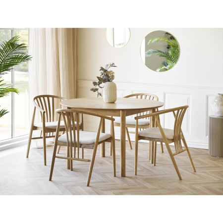 House Nordic Scaun de dining Agustin, stejar cu scaun din tesatura, natural/nisip [7]