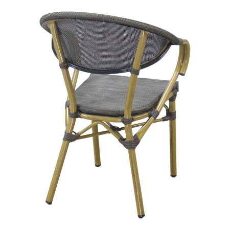 House Nordic Scaun de dining Calda, aluminiu, textilenă, maro închis, efect bambus [2]