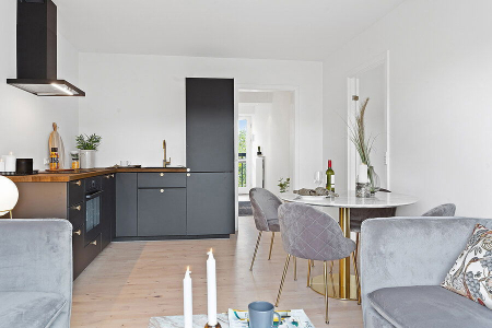 House Nordic Scaun de sufragerie Geneve gri-brass [6]