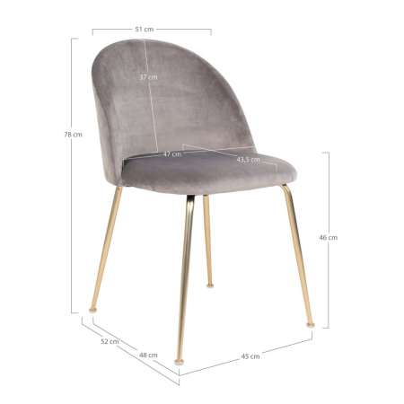 House Nordic Scaun de sufragerie Geneve gri-brass [5]