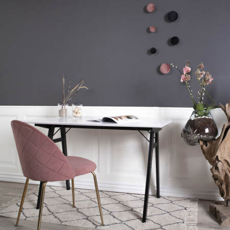 House Nordic Scaun Geneve Dining, catifea, roz, picioare cu efect de alamă [6]