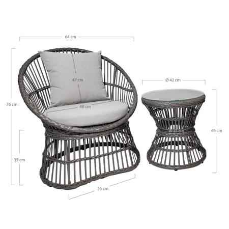 House Nordic Set mobilier de grădină Natal, rattan, gri [2]