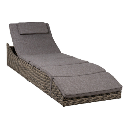 House Nordic Șezlong Split, polyrattan, gri kubu, cu pernă [4]