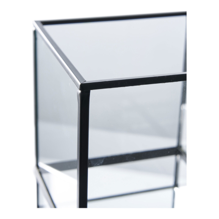 House Nordic Suport lumânare uragan, negru, metal / sticlă 12x15 cm. [3]