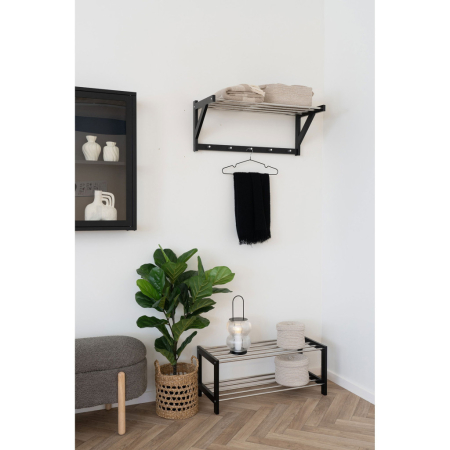 House Nordic Suport pălării Padova, lemn negru, oțel negru 78x32 cm [1]
