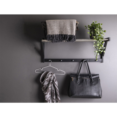 House Nordic Suport pălării Padova, lemn negru, oțel negru 78x32 cm [4]