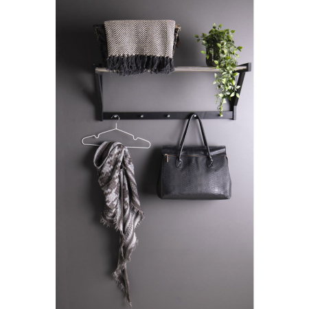 House Nordic Suport pălării Padova, lemn negru, oțel negru 78x32 cm [3]