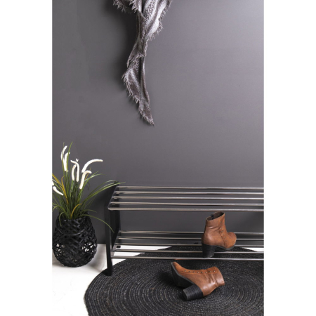 House Nordic Suport pantofi Padova lemn negru, 2 rafturi din oțel 78x34 cm [6]