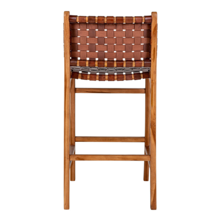 House Nordic Taburet de bar Perugia, piele, maro, picioare din tec [9]