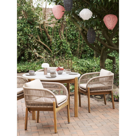 House Nordic Terracina scaun de luat masa, acacia, bej, cu perna [7]