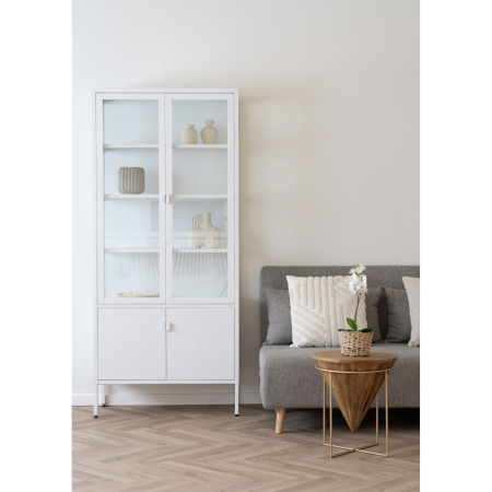 House Nordic Vitrină Brisbane, 4 uși din sticlă, oțel, alb 80x35x180 cm [1]