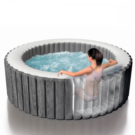 Intex Cadă cu hidromasaj gonflabilă PureSpa din lemn gri [2]