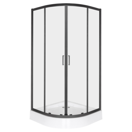 Cabină de duș semirotundă - Kerra Aruba 80 cabină de duș curbată neagră cu tavă Alan