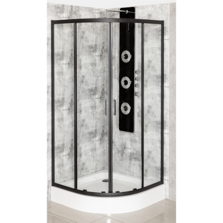 Kerra Aruba 80 cabină de duș curbată neagră cu tavă Alan [3]