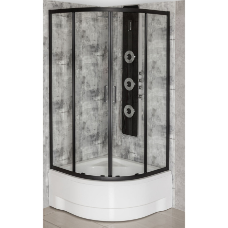 Kerra Aruba 80 GL cabină de duș curbată neagră cu tavă adâncă [1]