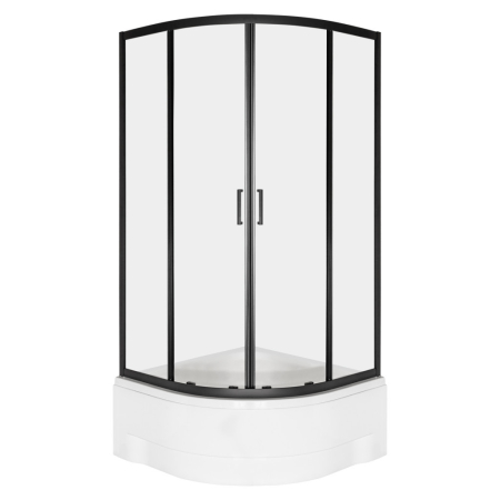 Cabină de duș semirotundă - Kerra Aruba 80 GL cabină de duș curbată neagră cu tavă adâncă