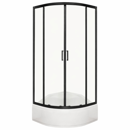 Cabină de duș semirotundă - Kerra Aruba 80 GL cabină de duș curbată neagră cu tavă PS