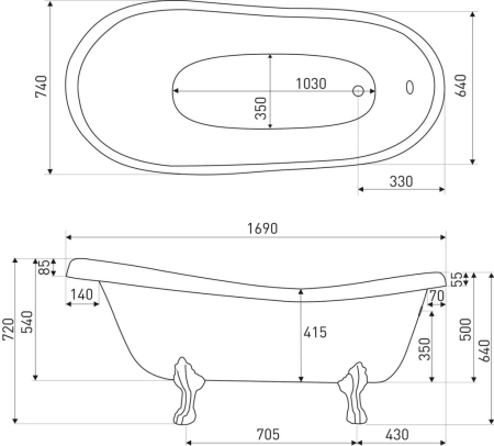 Kerra Baie independentă Empire 170 cu scurgere și plintă [1]