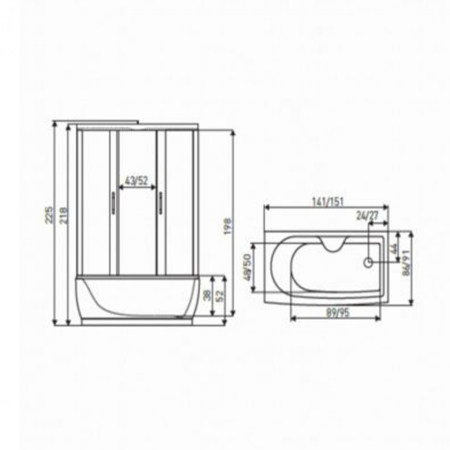 Kerra Cabină de cadă cu hidromasaj Mocca 85x140 cm [2]