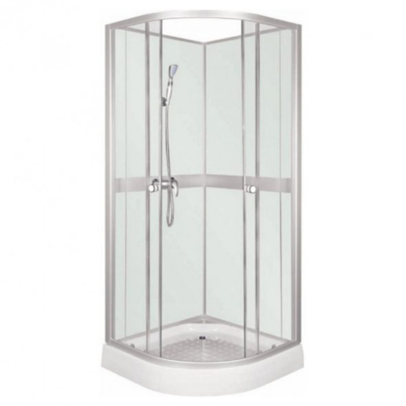 Cabină de duș cu panou posterior - Kerra Cabină de duș CLASSIC 90 WHITE cu perete posterior, cu cădiță și baterie