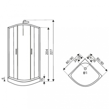 Kerra Cabină de duș cu hidromasaj curbată FARO 80x80 cm [1]