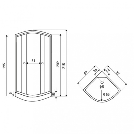 Kerra Cabină de duș cu hidromasaj curbată Lisa 90 albă [2]