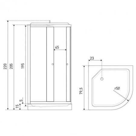 Kerra Cabină de duș cu hidromasaj curbată Oviedo 80x80 cm [1]