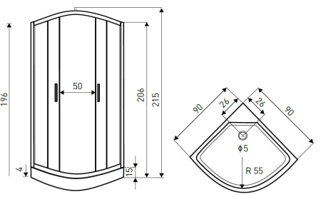 Kerra Cabină de duș cu hidromasaj curbată Petrus 90x90 cm [2]
