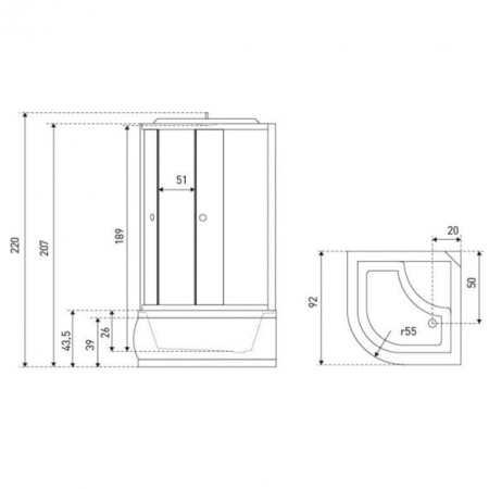 Kerra Cabină de duș cu hidromasaj curbată Vigo 90x90 cm [2]