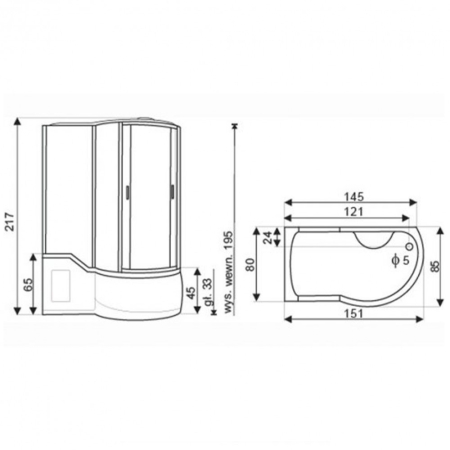 Kerra Cabina de dus cu hidromasaj Fantasia-Prawa 85x150 cm dreapta [3]