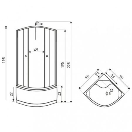 Kerra Cabină de duș cu hidromasaj Karolina WH 90x90 cm, cu tavă curbată adâncă [3]