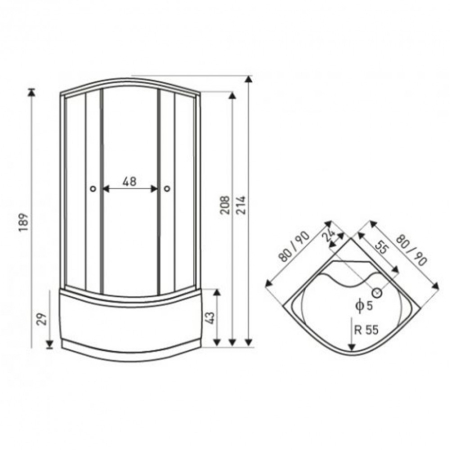 Kerra Cabină de duș cu hidromasaj Paulina 80x80 cm, curbată, cu tavă adâncă [2]