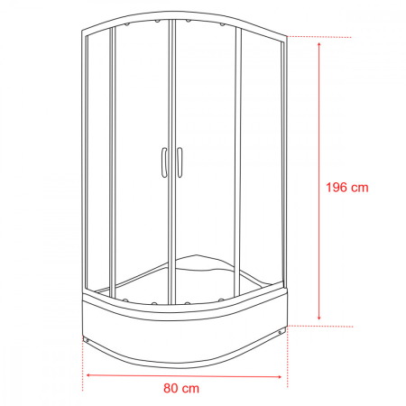 Kerra Cabină de duș curbată asimetrică Katia 80x100 cm cu cădiță de duș [2]