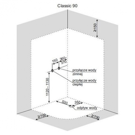 Kerra Cabină de duș curbată CLASICĂ cu perete posterior alb, 89x89x210 cm [1]