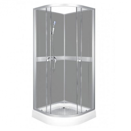 Produse temporar indisponibile - Kerra Cabină de duș curbată CLASICĂ cu perete posterior gri, 79x79x210 cm