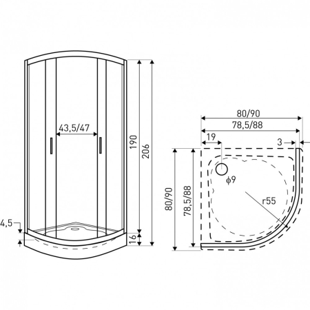 Kerra Cabină de duș curbată Madera 80x80x190 fără cădiță [1]