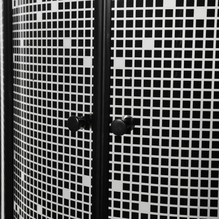 Kerra Cabină de duș curbată Pixel Black 80 cu cădiță de duș [2]