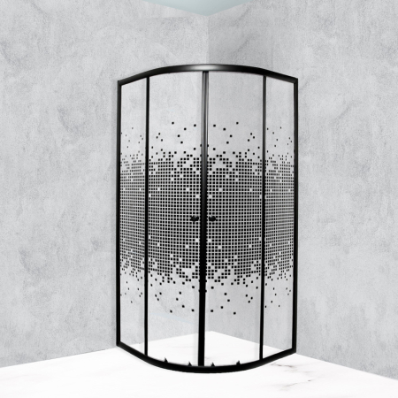 Kerra Cabină de duș curbată Pixel Black 80 fără cădiță de duș [1]